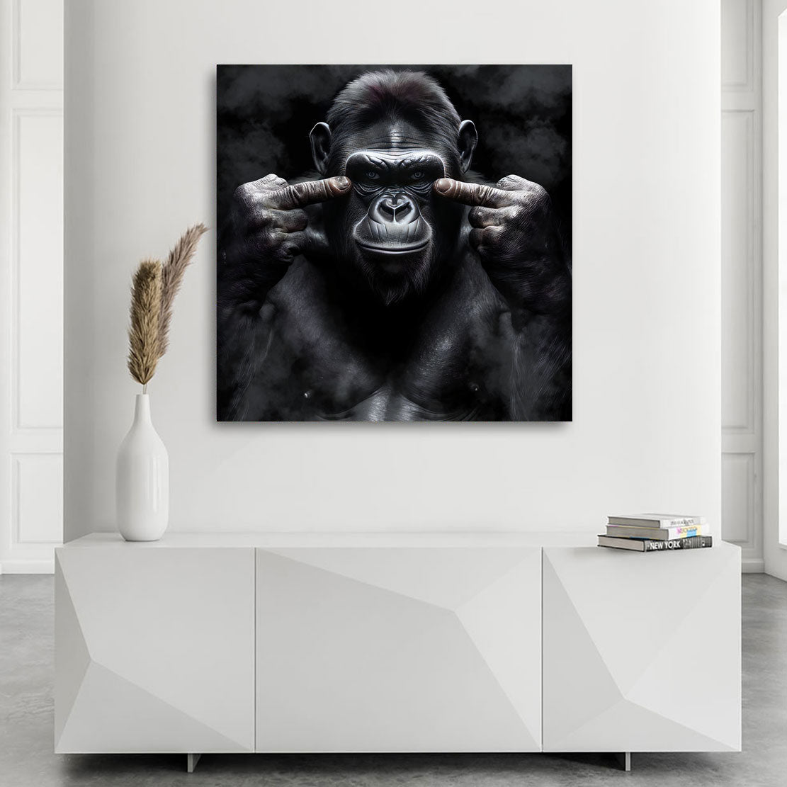 Tier Wandbild Bad Gorilla Black Style