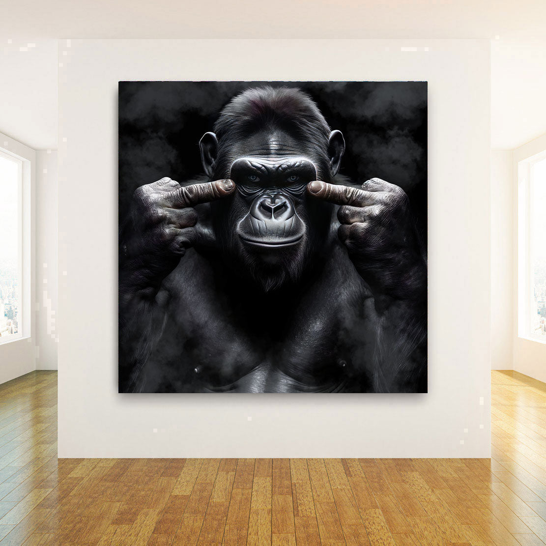 Tier Wandbild Bad Gorilla Black Style