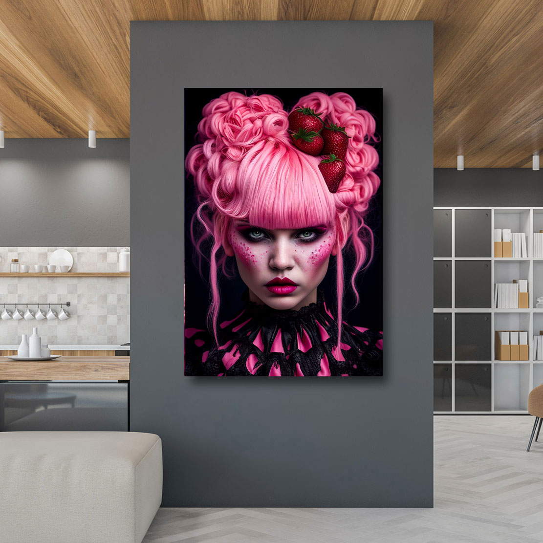 Leinwandbild Pink Girl im Erdbeerlook