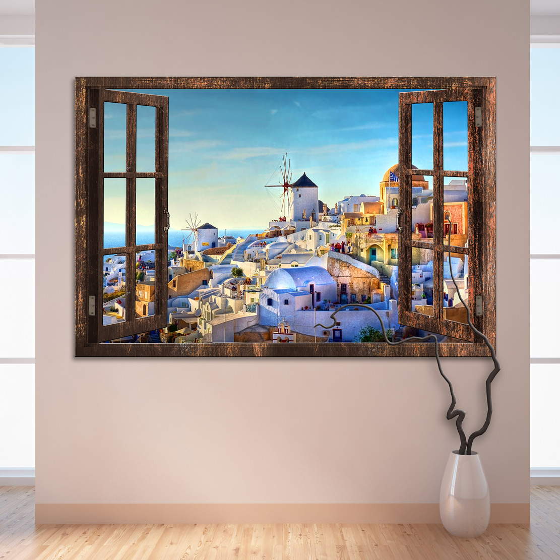 Wandbild Leinwandbild Griechenland Fensterblick