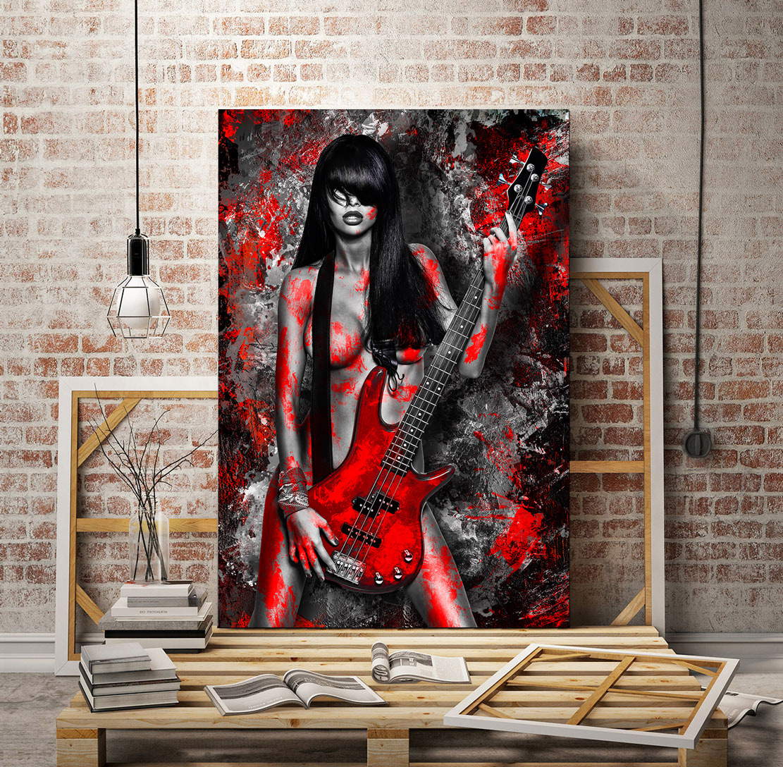 Wandbild Sensual Guitar Woman Abstrakt