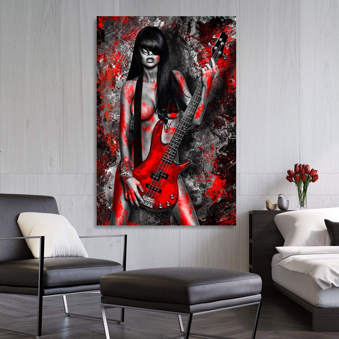 Wandbild Sensual Guitar Woman Abstrakt
