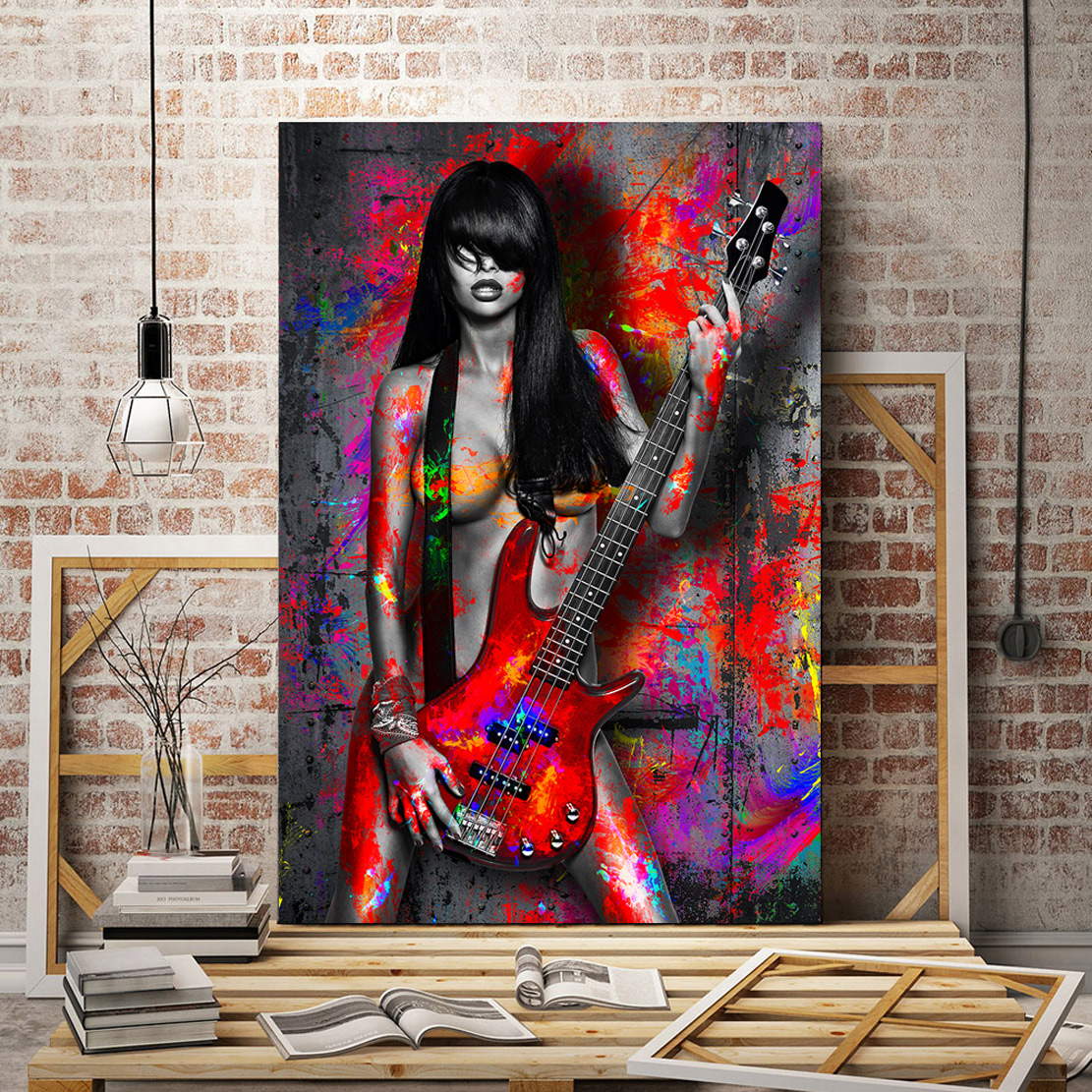 Leinwandbild Sensual Guitar Woman Pop Art