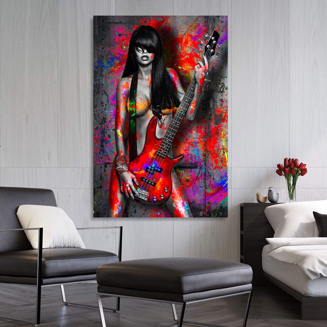 Leinwandbild Sensual Guitar Woman Pop Art