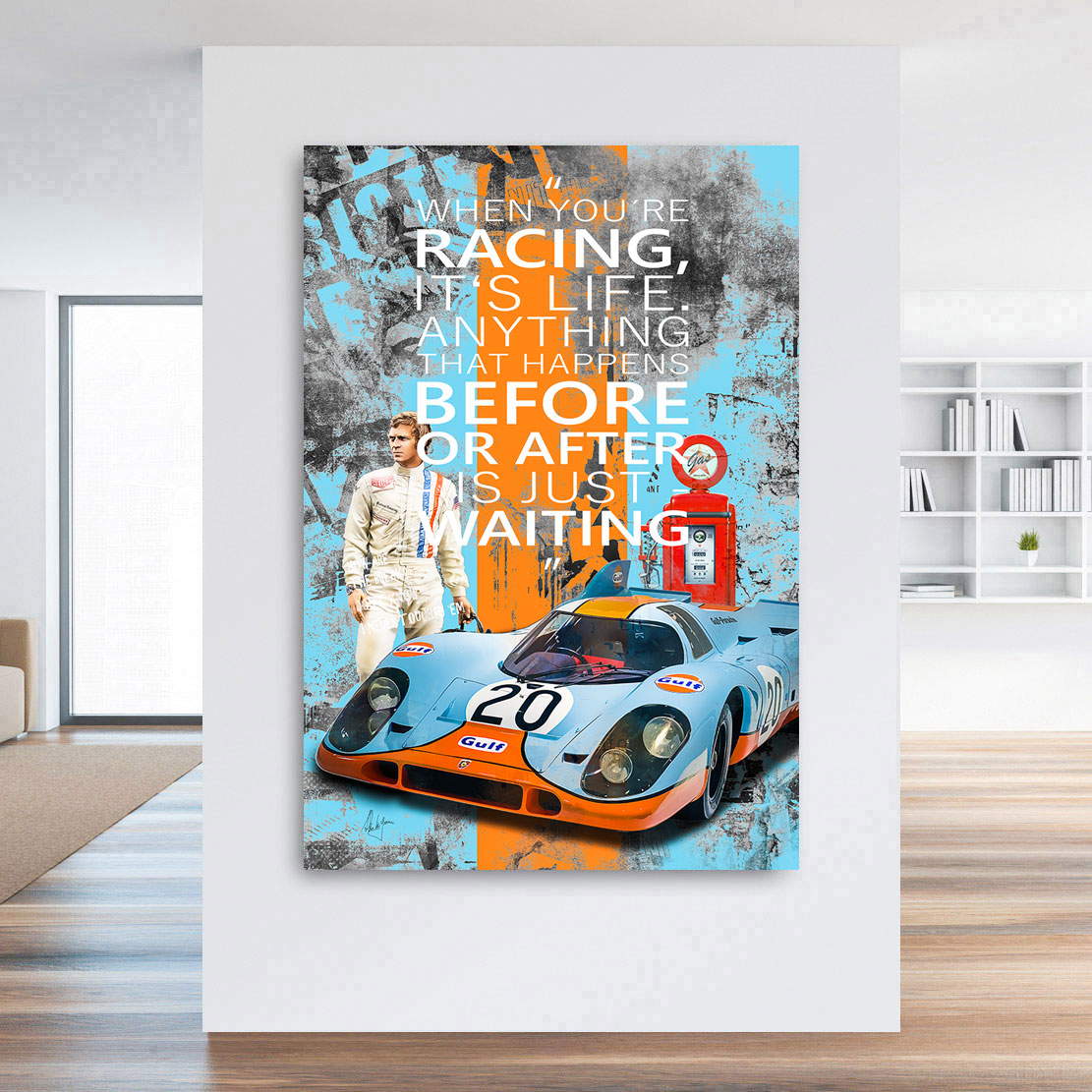 Leinwandbild Steve McQueen Racing Pop Art Style