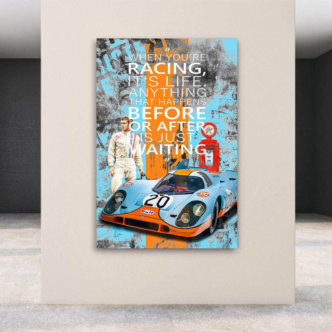 Leinwandbild Steve McQueen Racing Pop Art Style