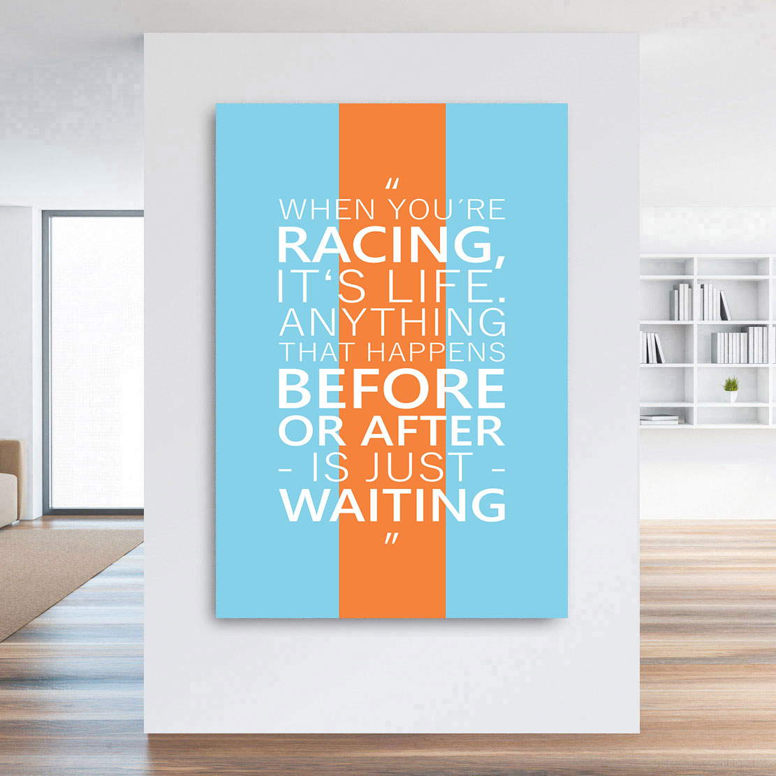 Leinwandbild Gulf Racing Zitat Pop Art