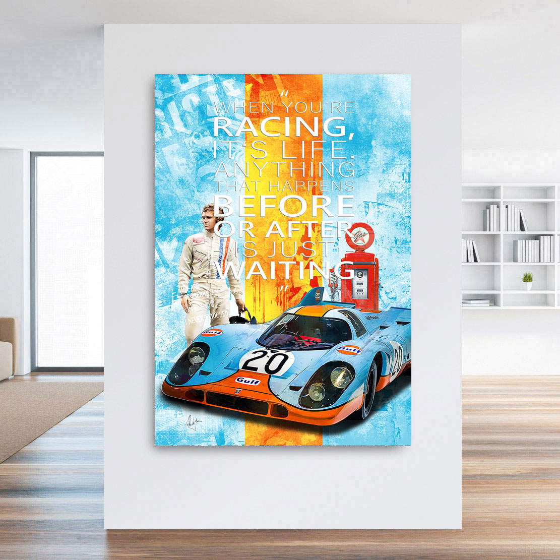 Leinwandbild Steve McQueen Gulf Racing Pop Art