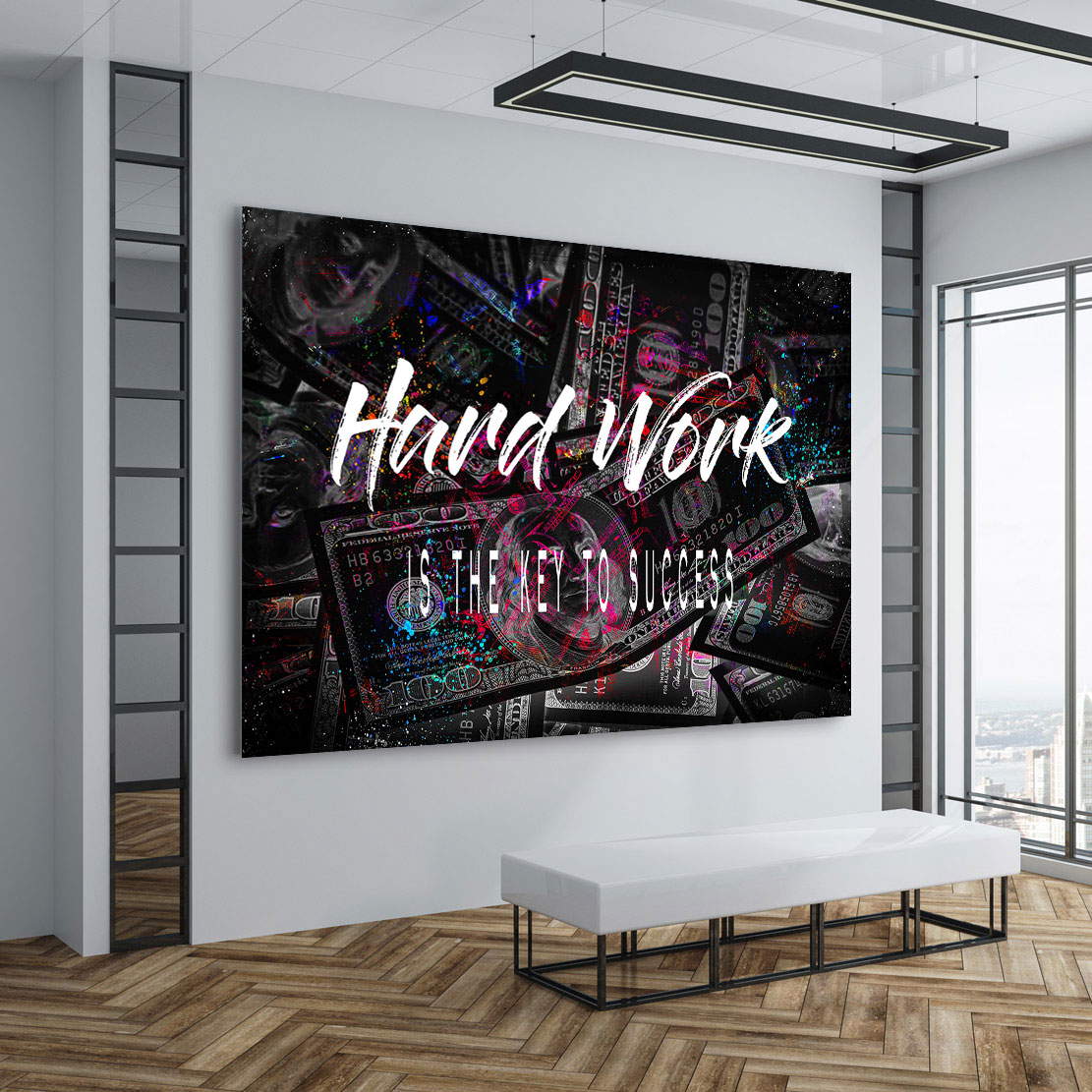 Wandbild Leinwandbild Hard Work Zitat