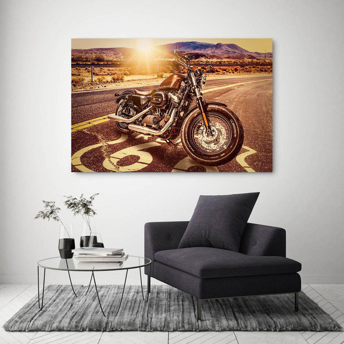 Wandbild Leinwandbild Harley Davidson Forty Eight Sunset