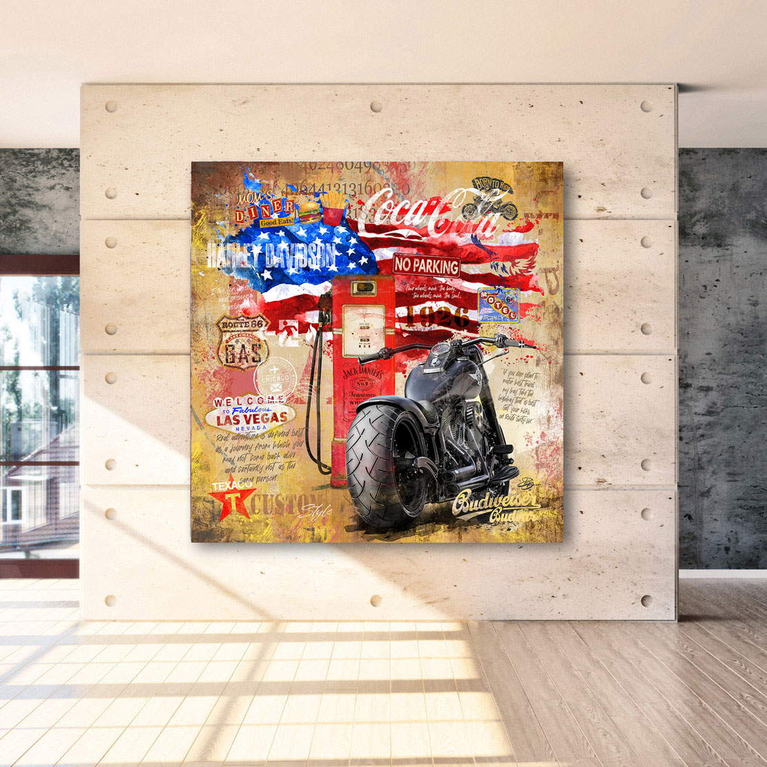Wandbild Leinwandbild Harley Davidson Pop Art