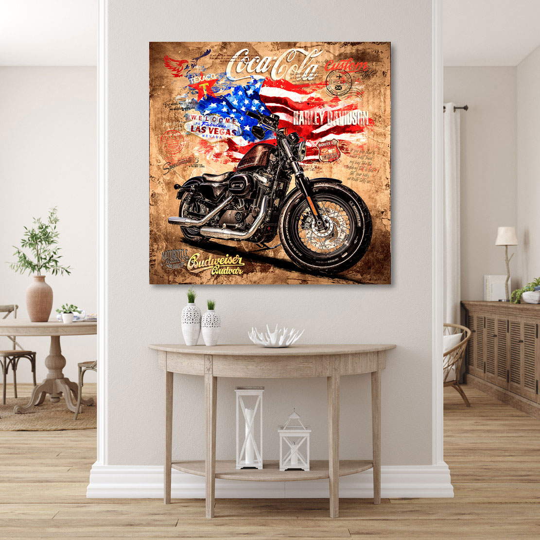 Wandbild Leinwandbild Harley Davidson Old School