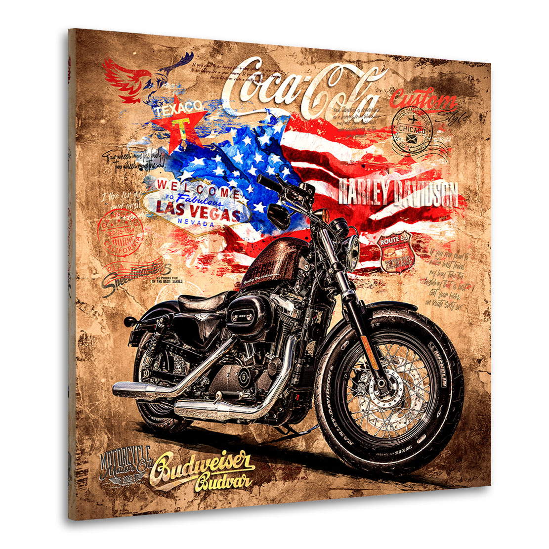 Wandbild Leinwandbild Harley Davidson Old School