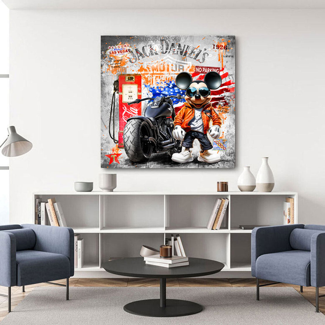Pop Art Wandbild Micky Harley Route 66