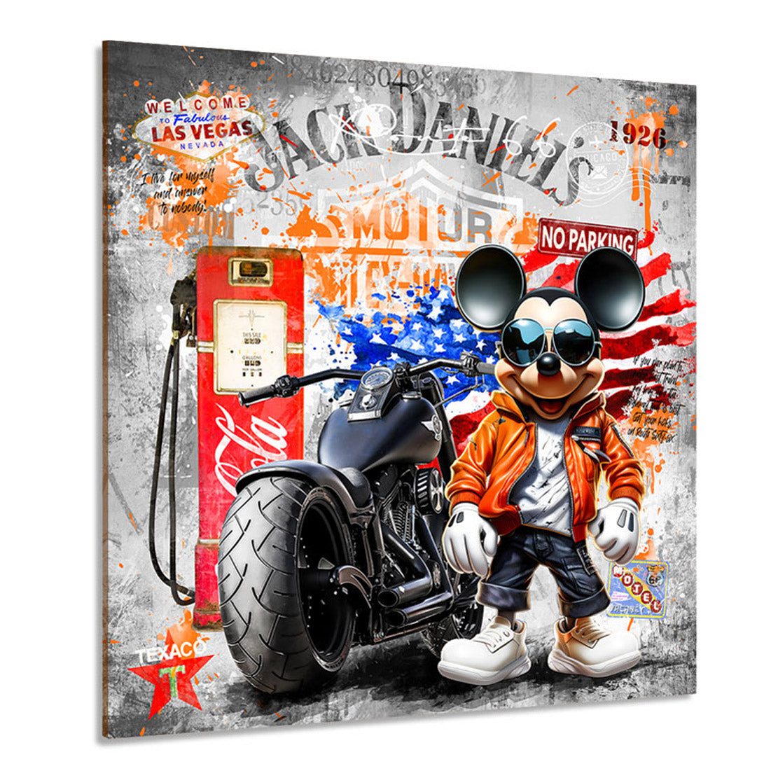 Pop Art Wandbild Micky Harley Route 66