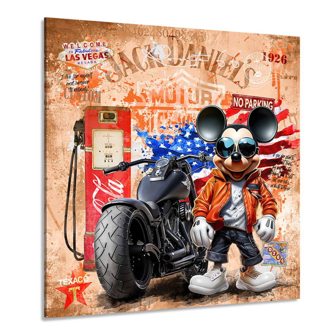 Pop Art Wandbild Micky Harley Route 66 Retro Style