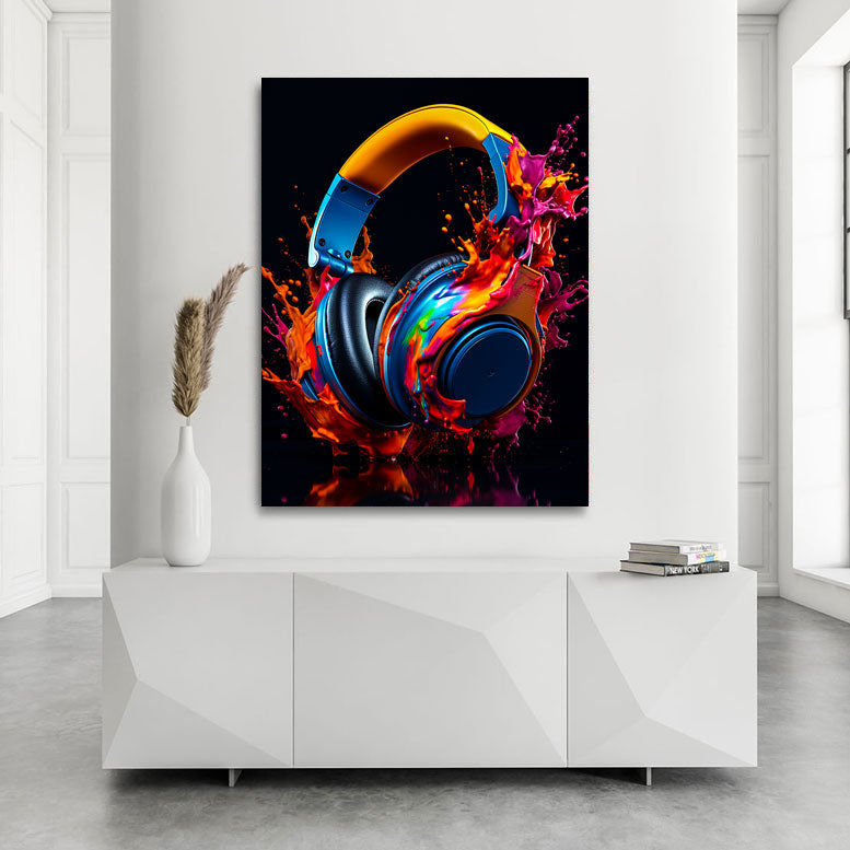 Musik Wandbild Headphones Abstrakt
