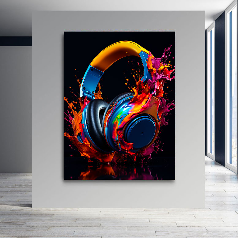 Musik Wandbild Headphones Abstrakt