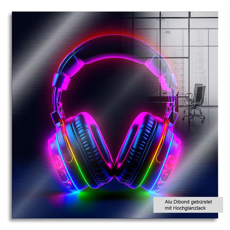 Musik Wandbild Neon Headphones