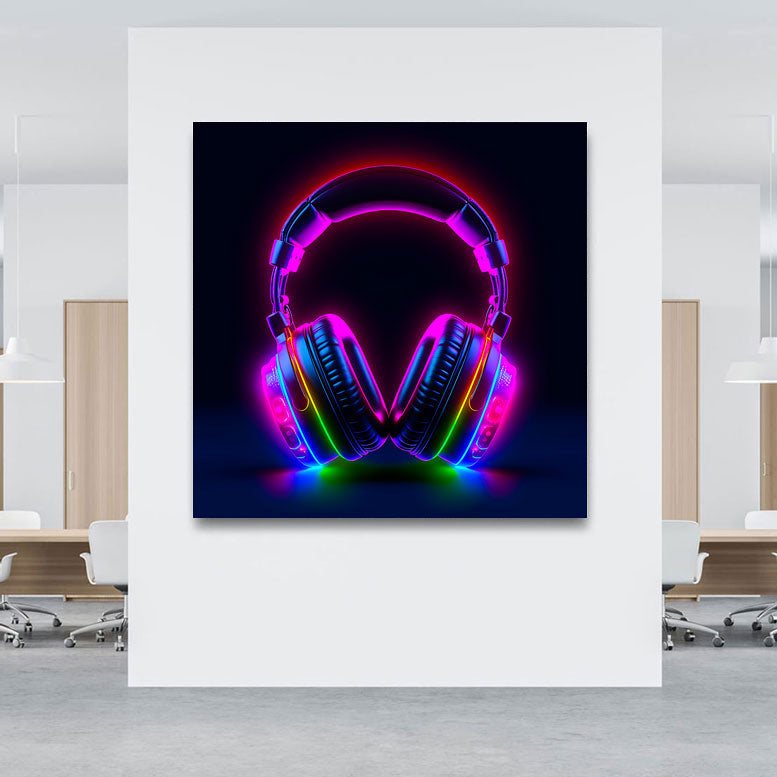 Musik Wandbild Neon Headphones