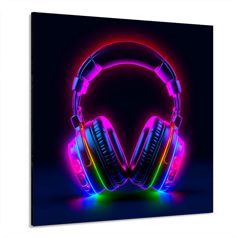 Musik Wandbild Neon Headphones