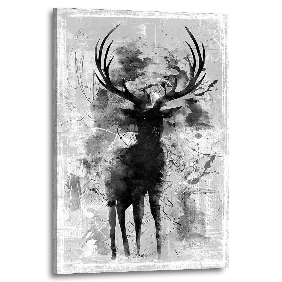 Wandbild Leinwandbild Hirsch Abstrakt White