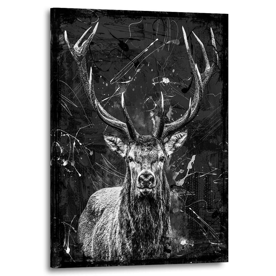 Wandbild Hirsch Abstrakt Black Style