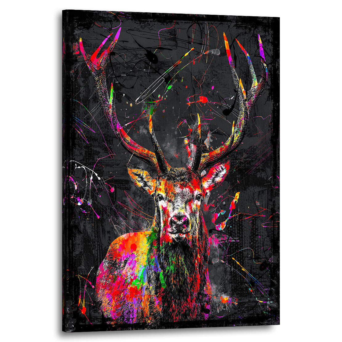 Wandbild Leinwandbild Hirsch Abstrakt Color