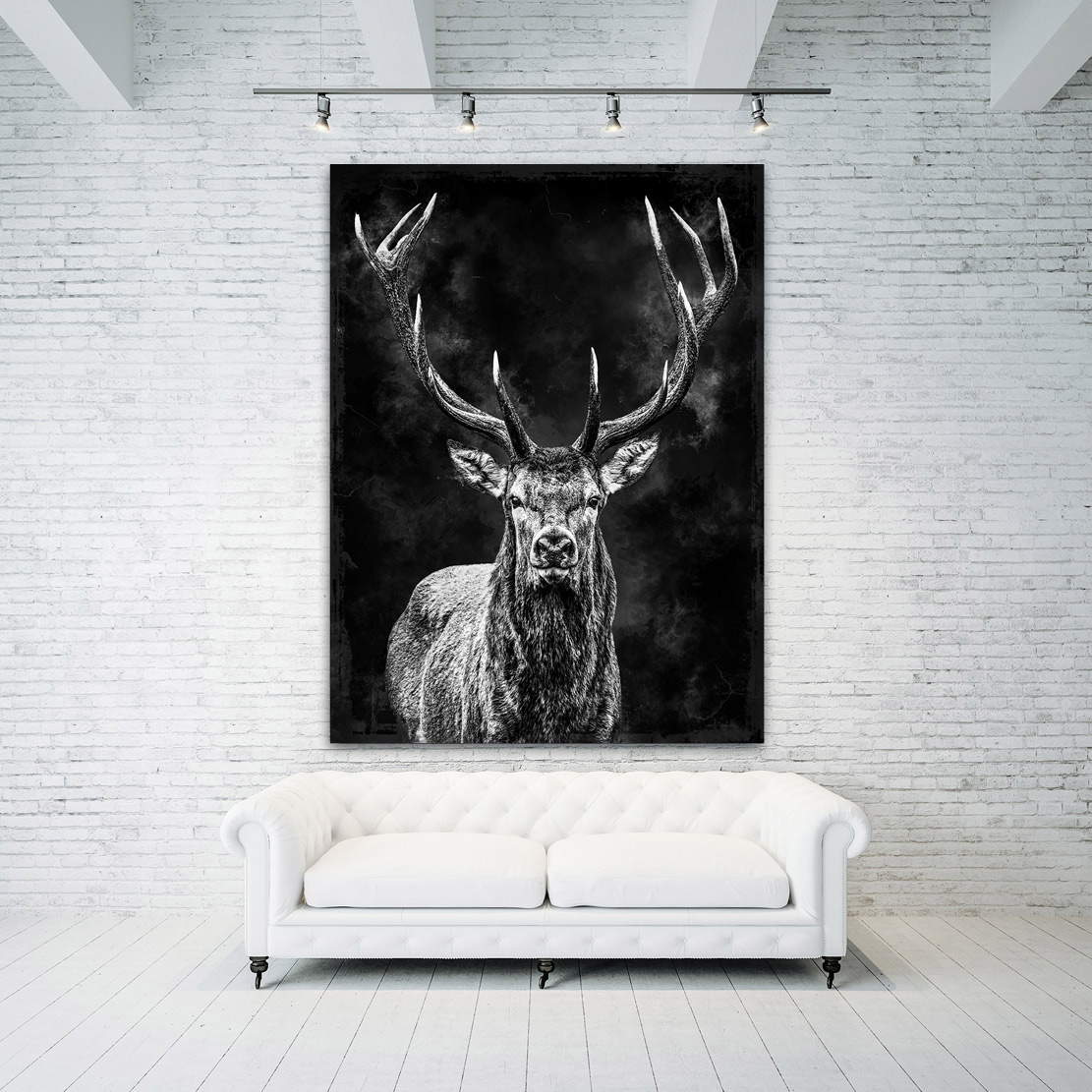 Wandbild Leinwandbild Hirsch Dark Smoke