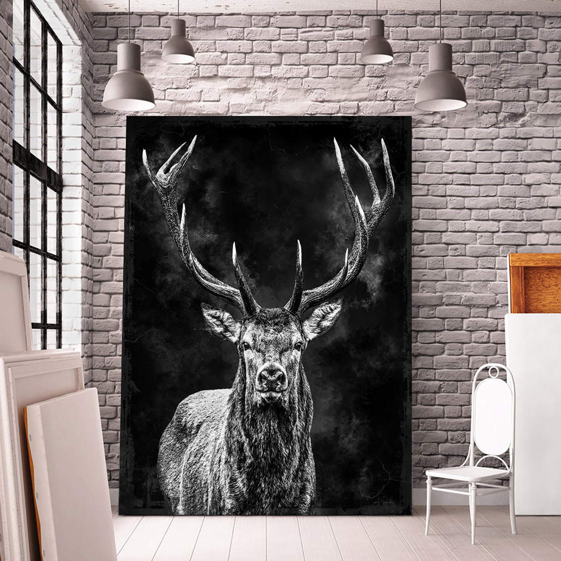 Wandbild Leinwandbild Hirsch Dark Smoke