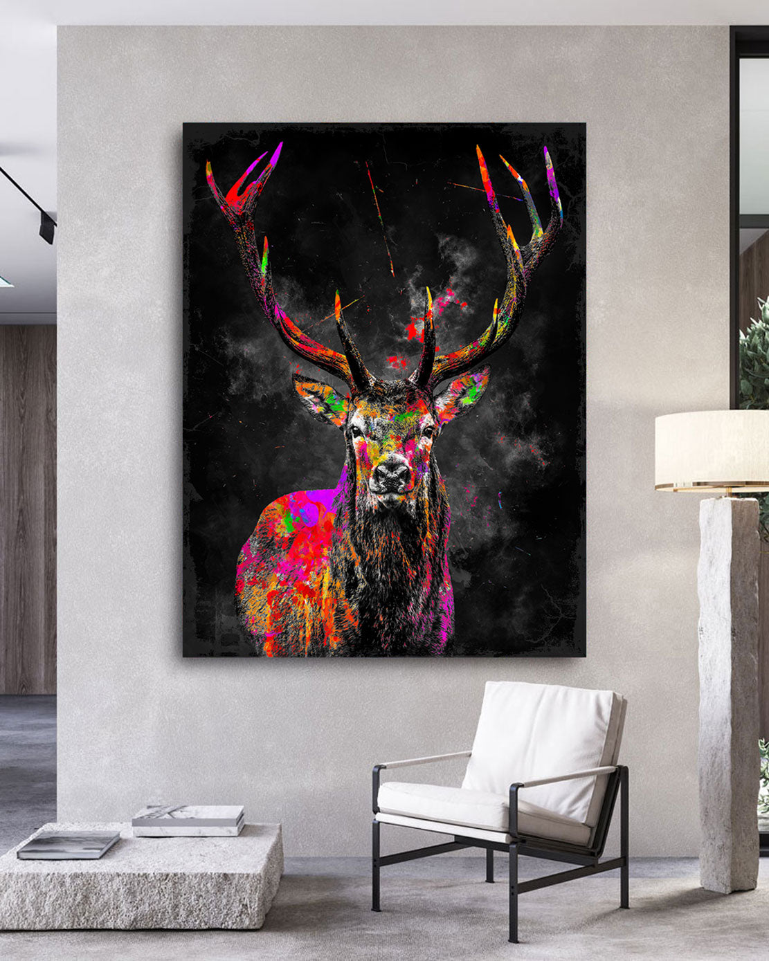 Wandbild Leinwandbild Hirsch Pop Art Color