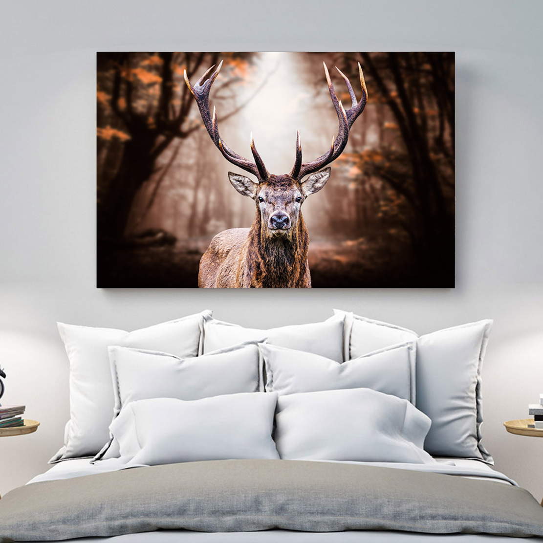 Wandbild Leinwandbild Hirsch Autum Style