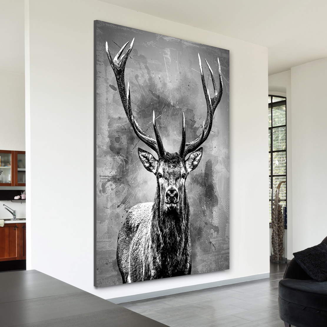 Wandbild Leinwandbild Hirsch abstrakt