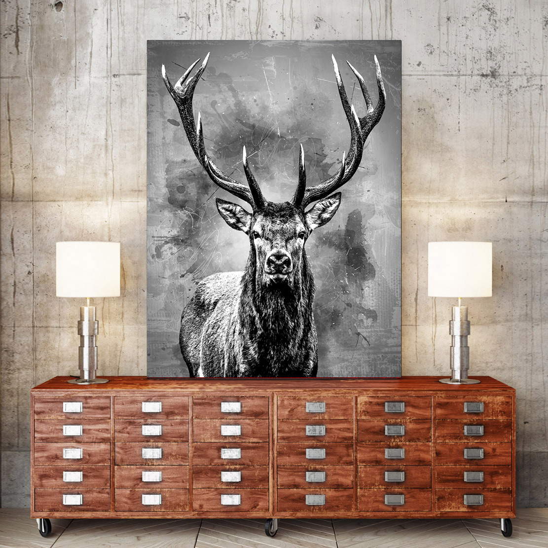 Wandbild Leinwandbild Hirsch abstrakt