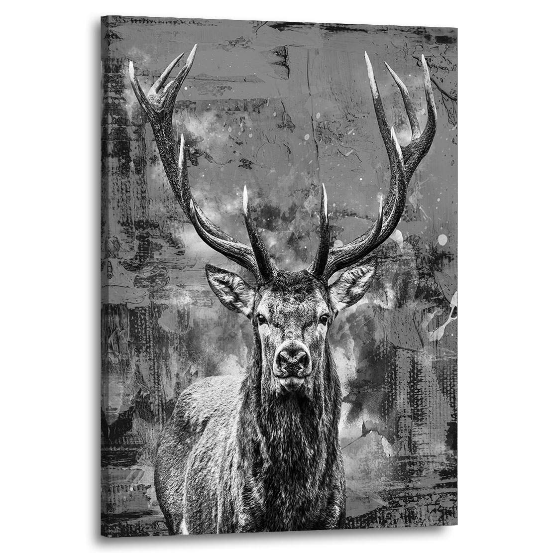 Wandbild Leinwandbild Hirsch Abstrakt Grey
