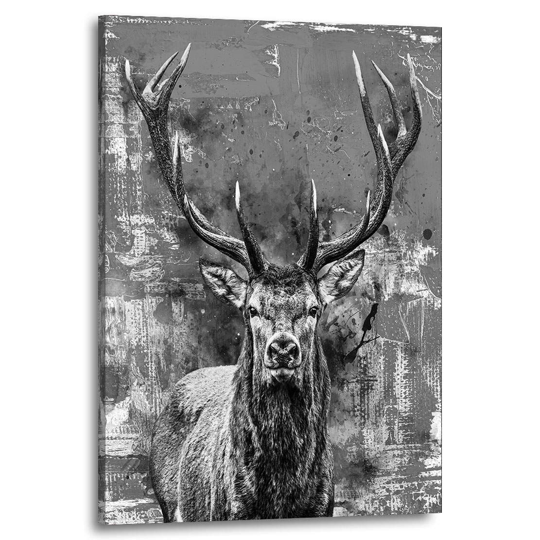 Wandbild Leinwandbild Hirsch abstrakt grey and white