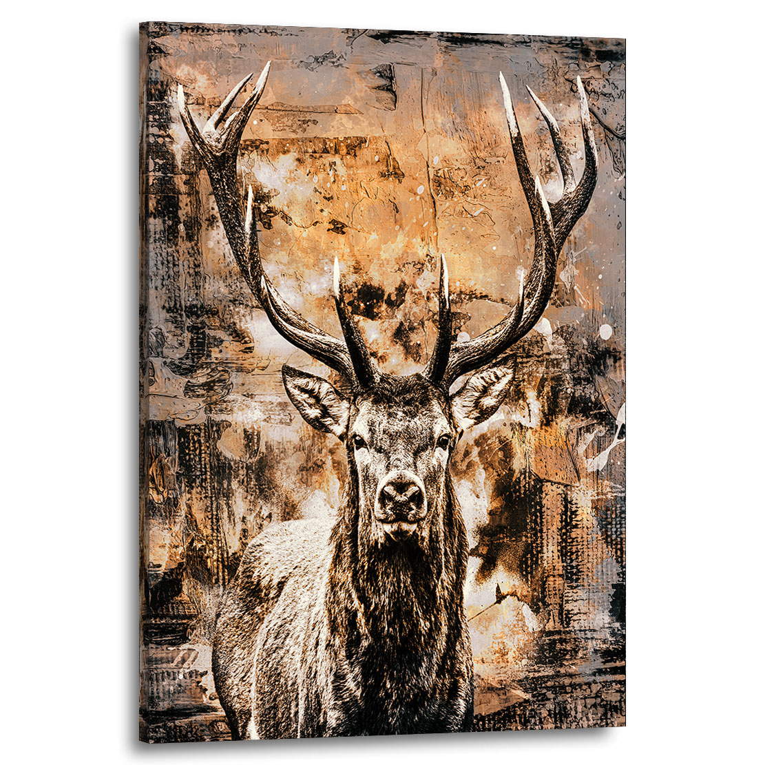 Wandbild Leinwandbild Hirsch Vintage Abstrakt