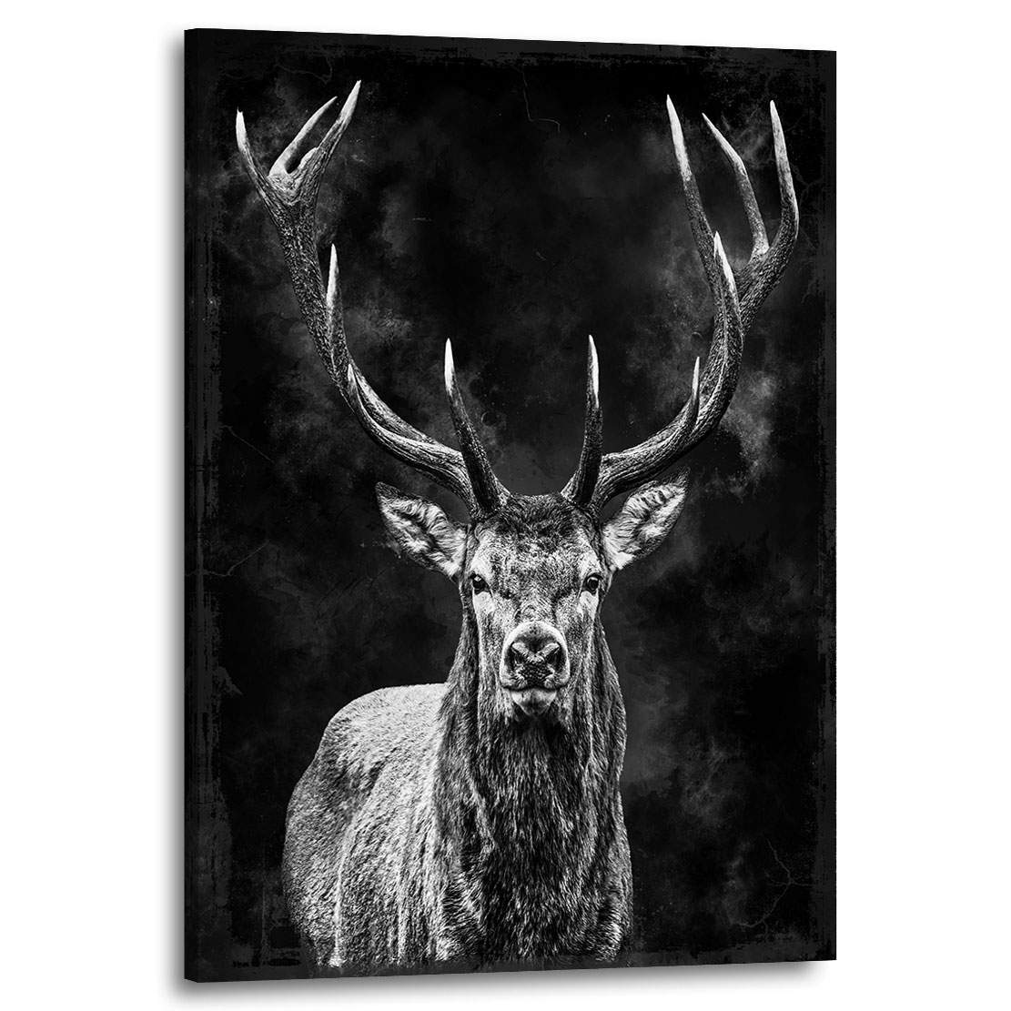 Wandbild Leinwandbild Hirsch Dark Smoke