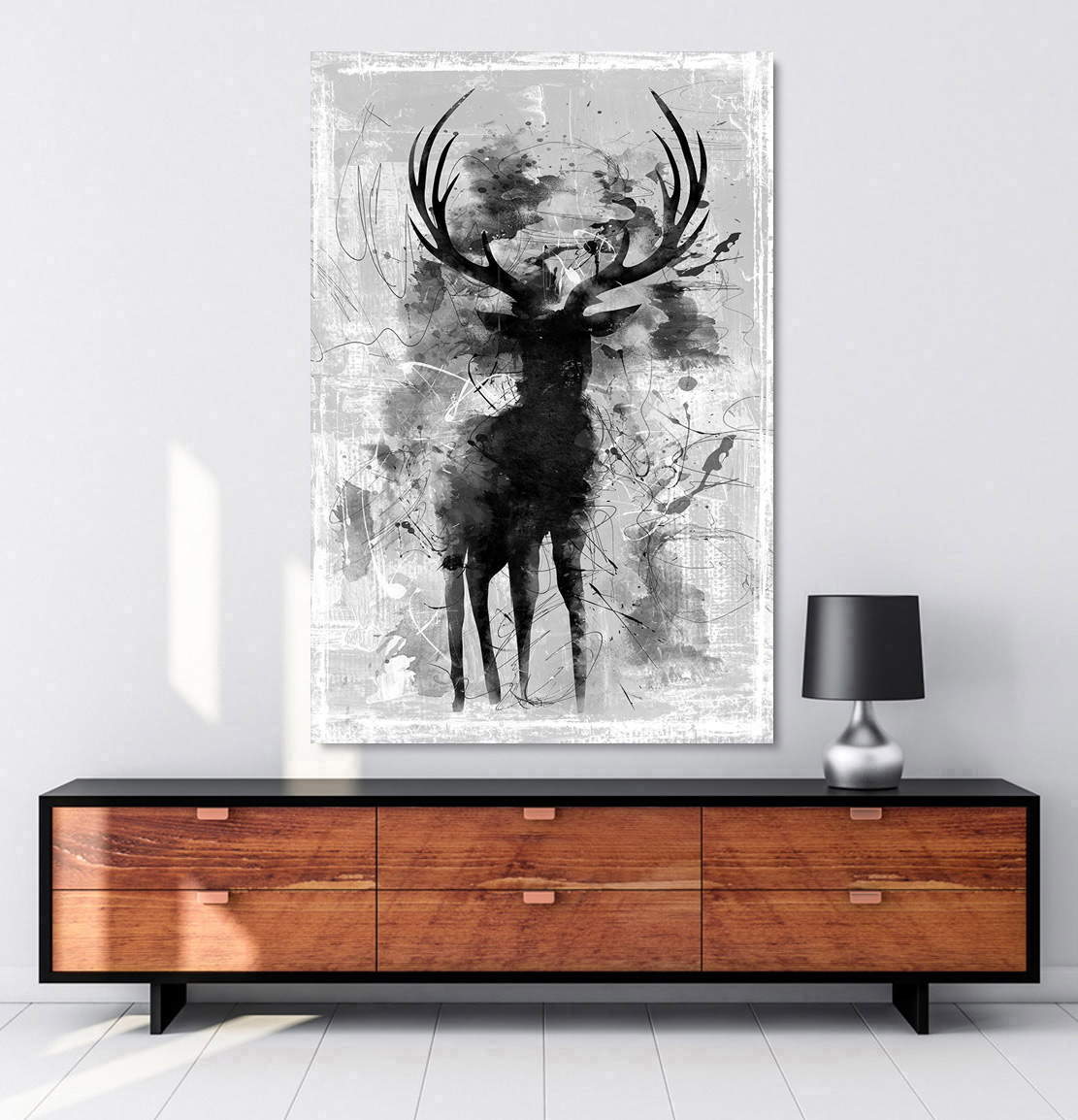Wandbild Leinwandbild Hirsch Abstrakt White