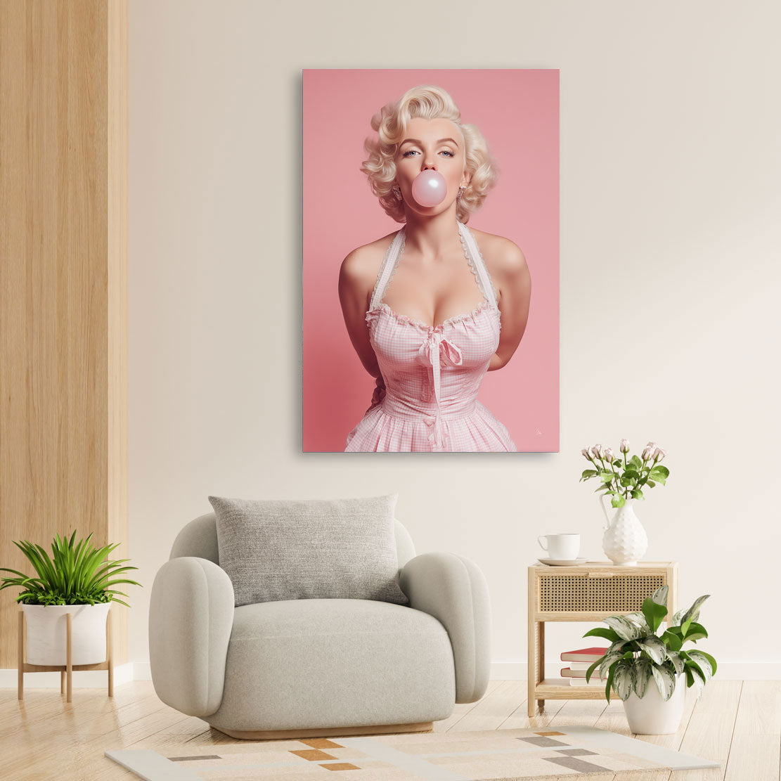 Marilyn Monroe Bubble Gum Portrait Wandbild