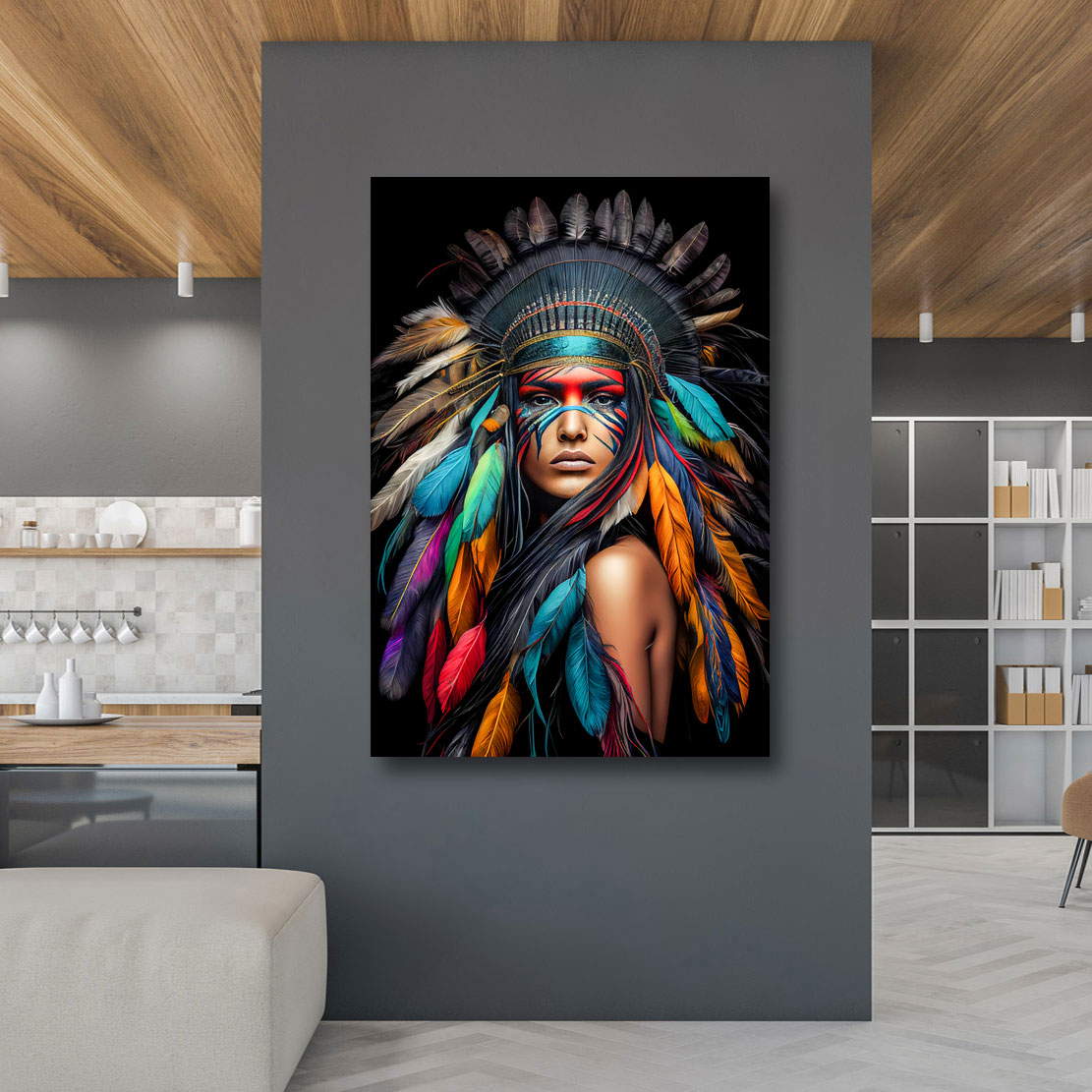 Leinwandbild Sioux Indianerin Color Style