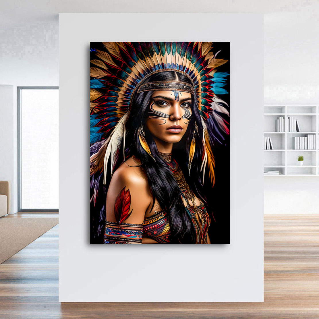 Leinwandbild Sioux Indianerfrau Color Style