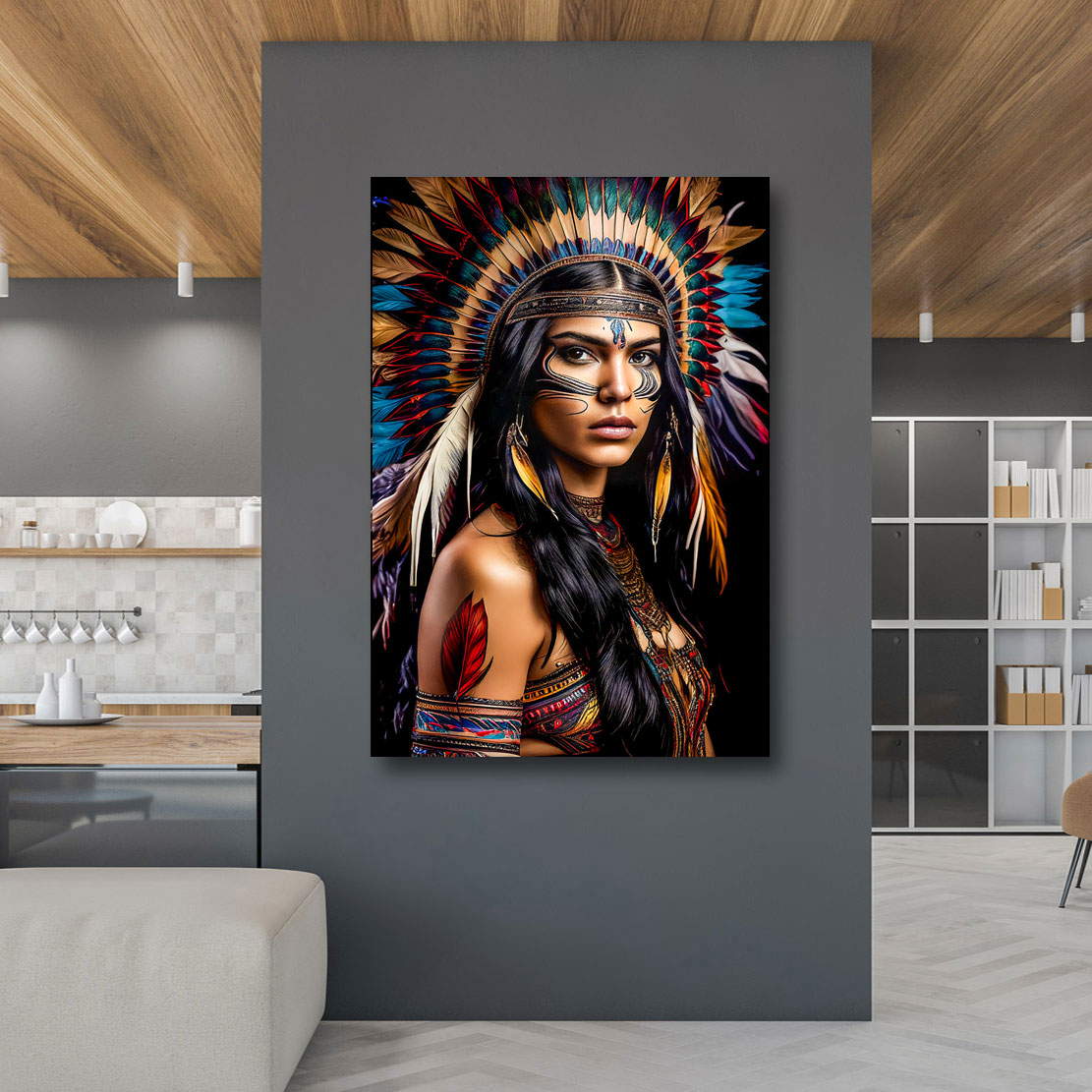 Leinwandbild Sioux Indianerfrau Color Style