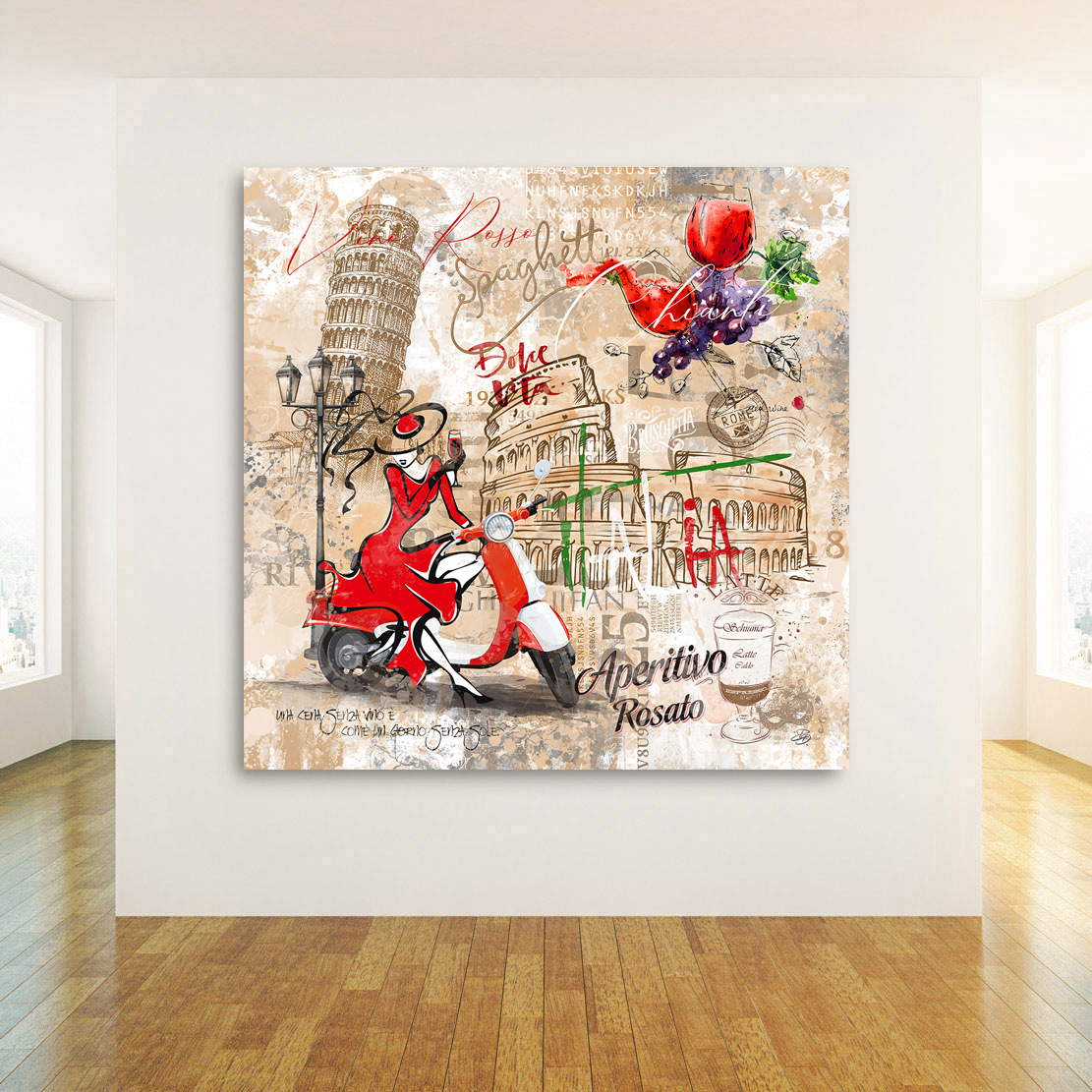 Wandbild Leinwandbild Italien im Pop Art Stil