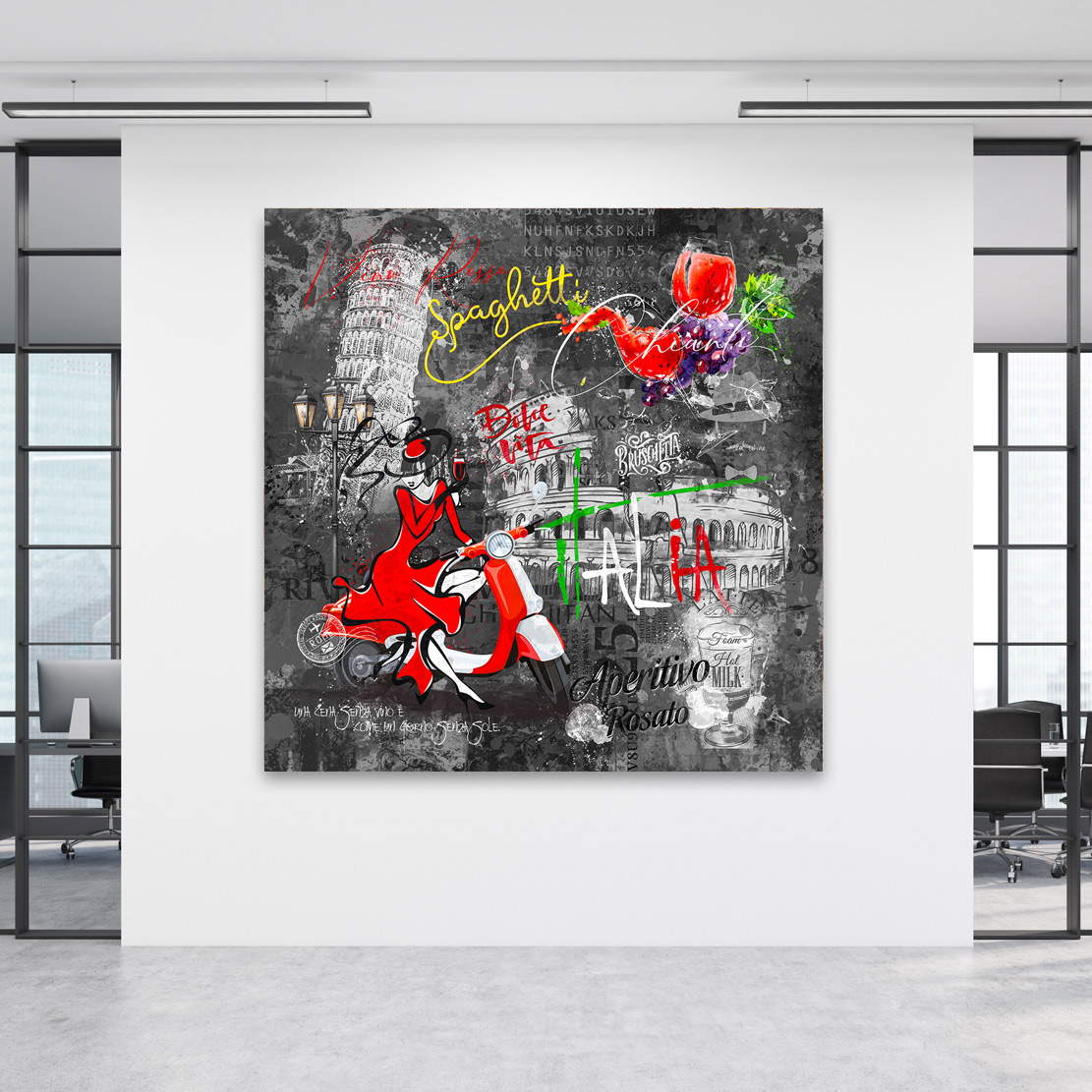 Wandbild Leinwandbild Italien Pop Art Black