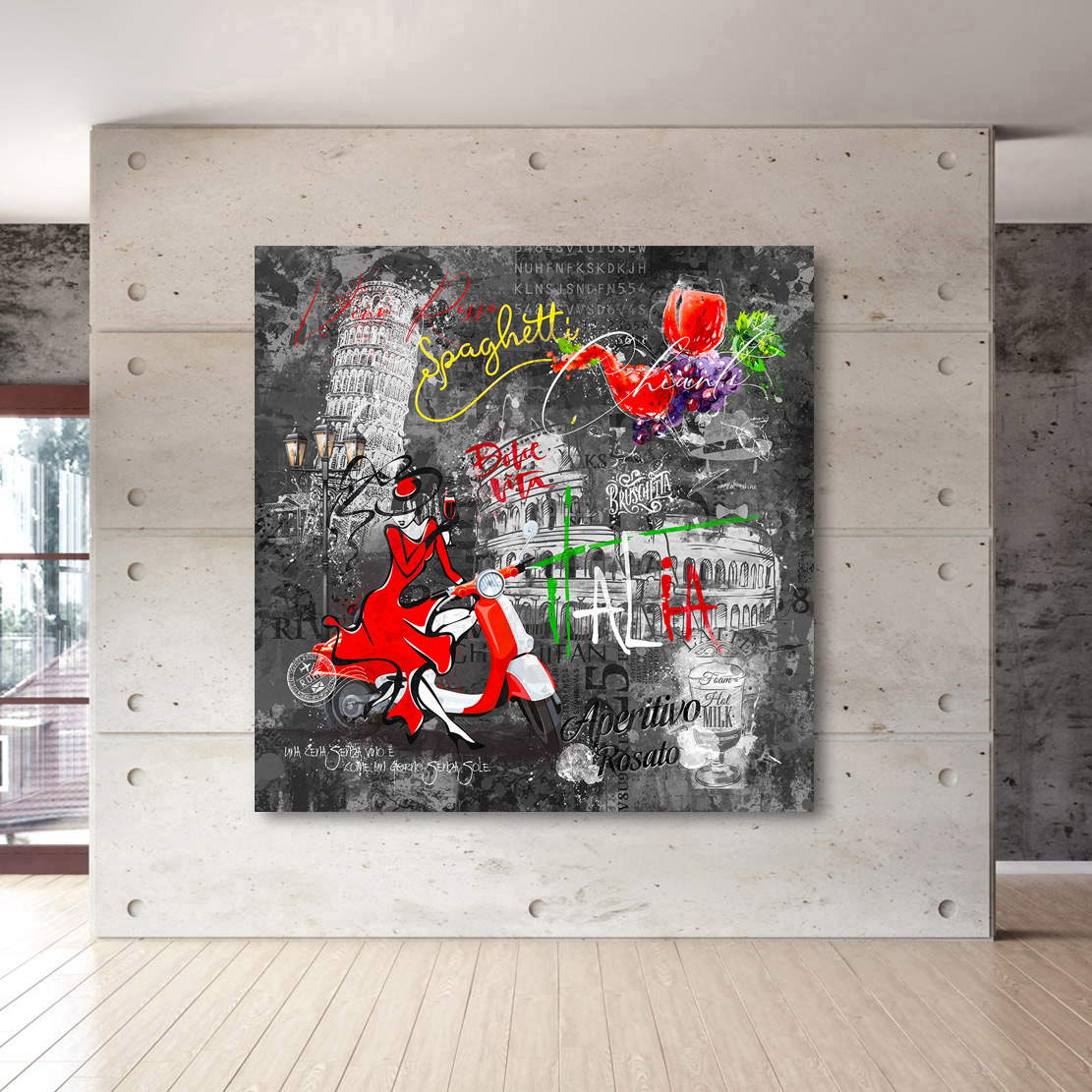 Wandbild Leinwandbild Italien Pop Art Black