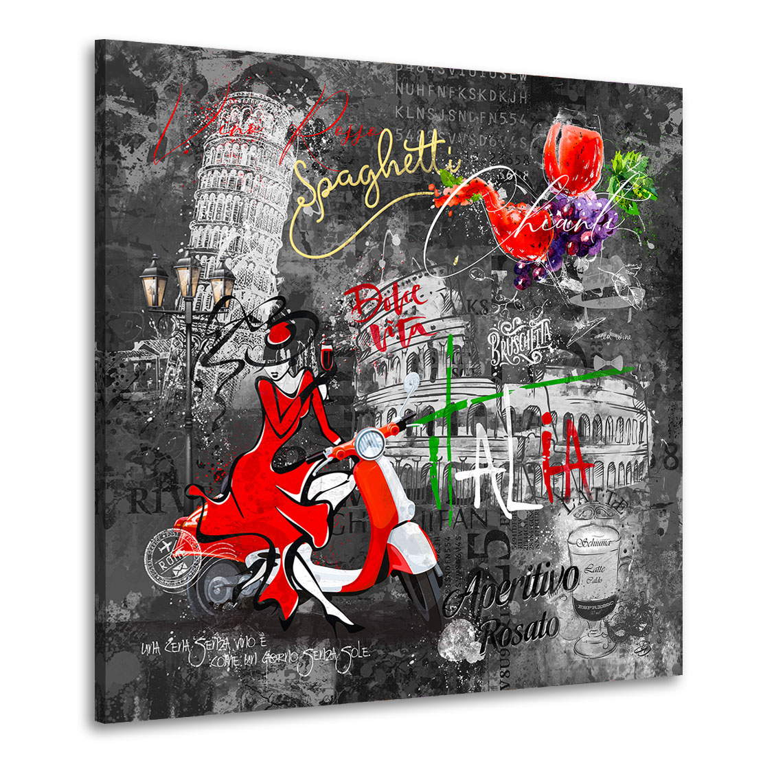 Wandbild Leinwandbild Italien Pop Art Black