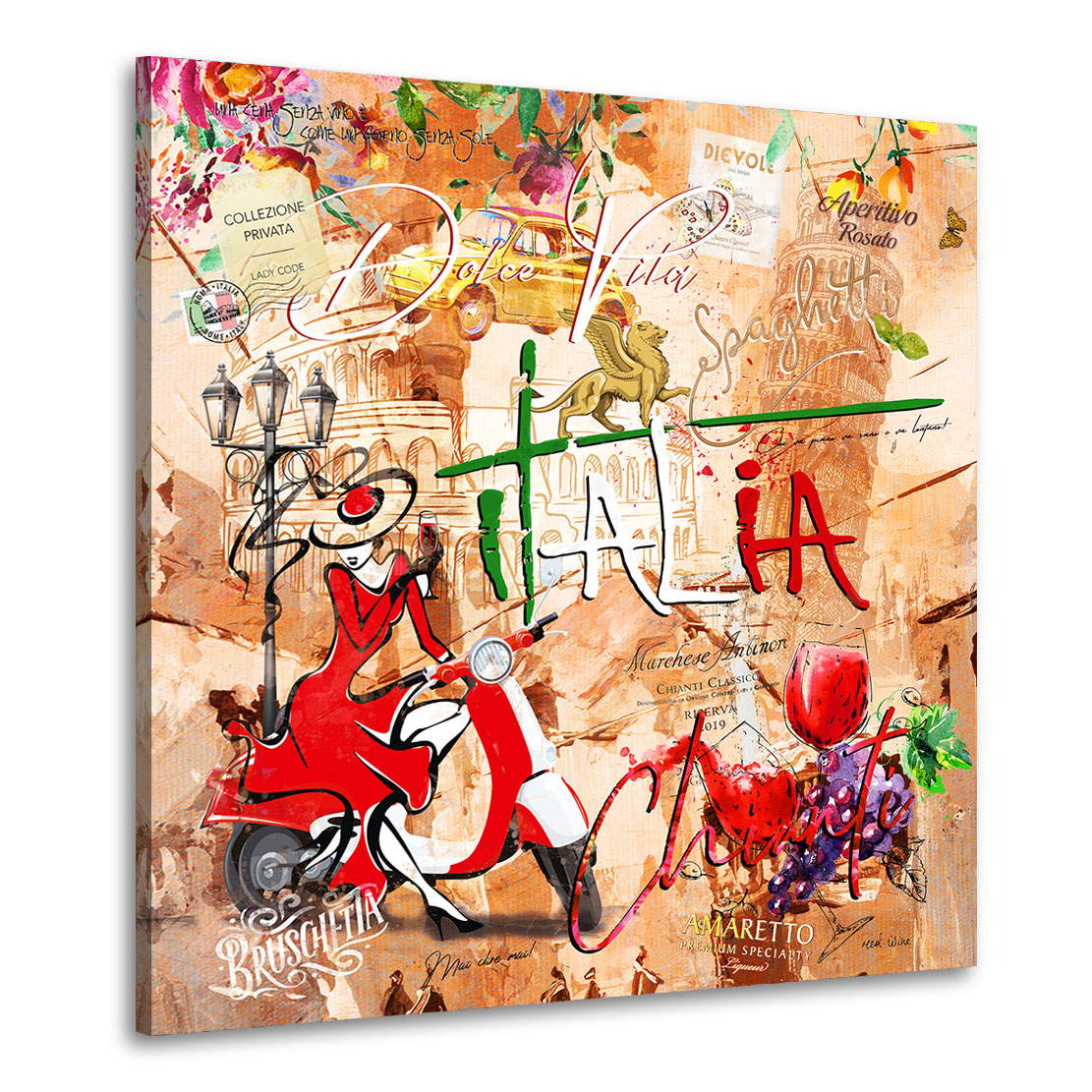 Wandbild Leinwandbild Italien Dolce Vita Pop Art Retro Style