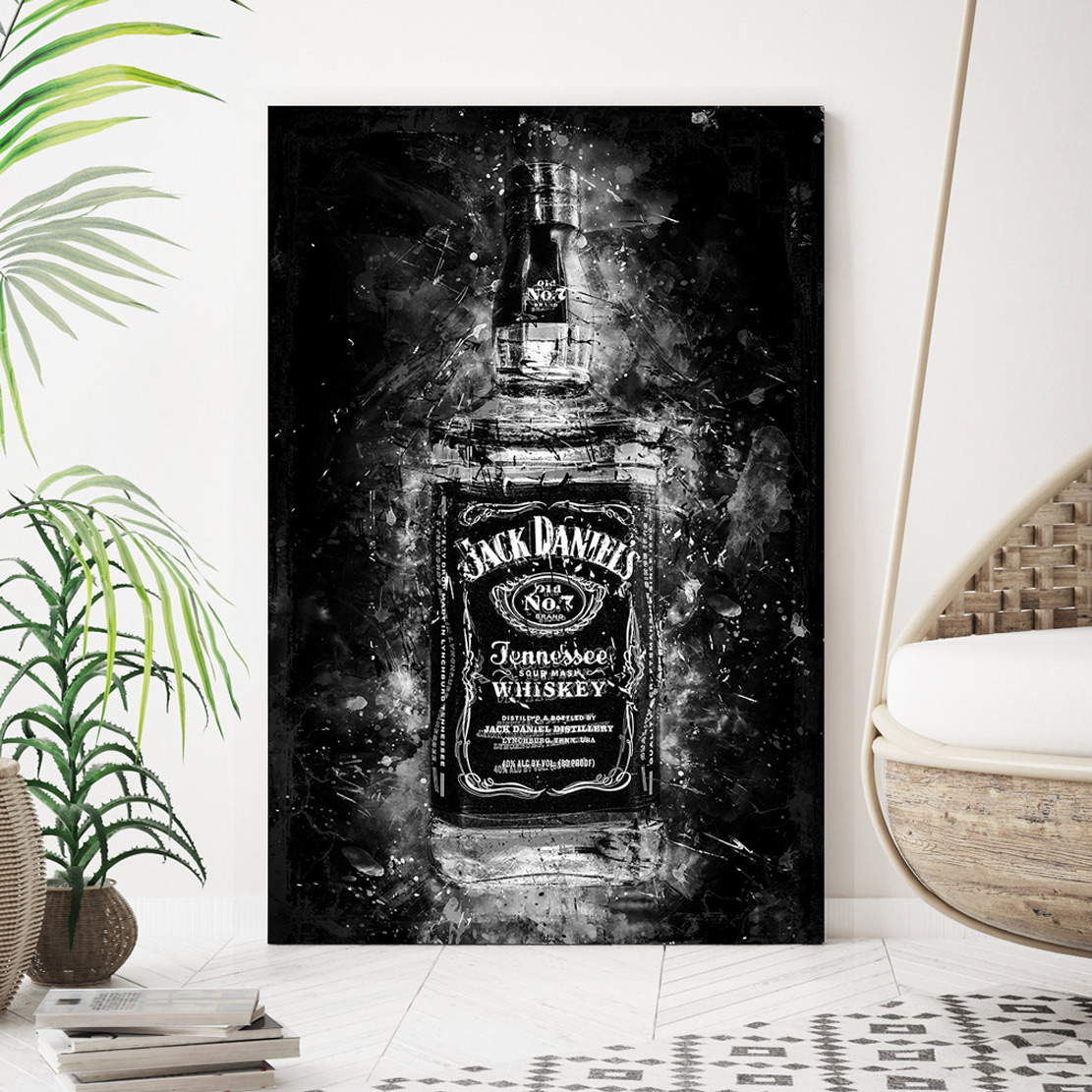 Wandbild Leinwandbild Jack Whiskey black an white