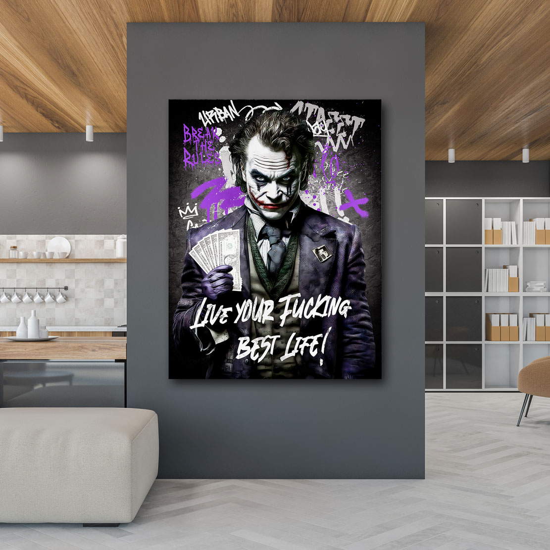 Pop Art Leinwandbild Joker Fucking best Life